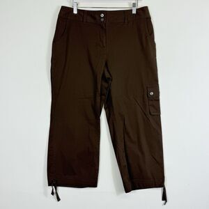 Liz & Co Brown Solid Lightweight Twill Capris Cropped Pants Women's 10 NEW NWT‎